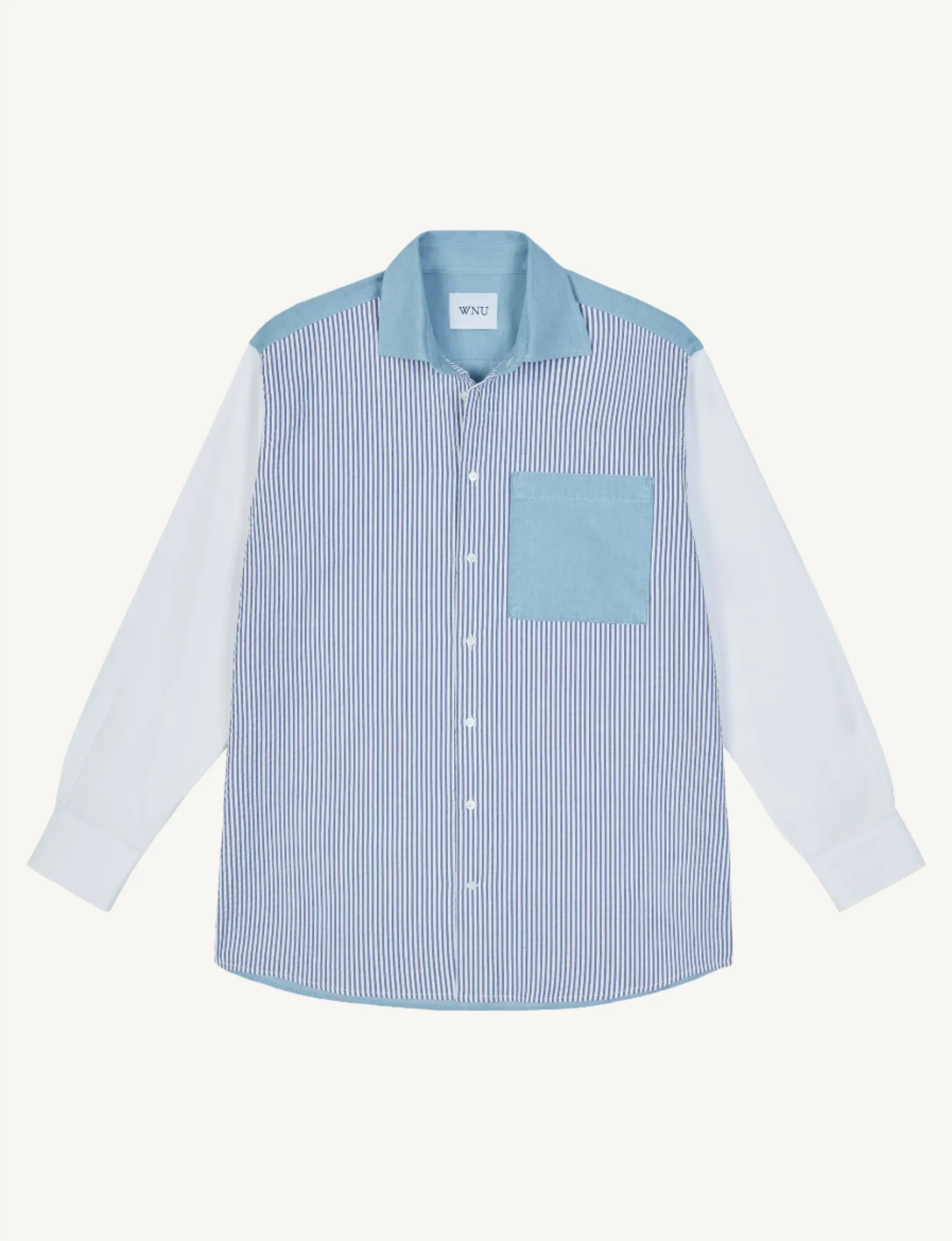 The Oversized: Chambray, Blue Patchwork - Image 3