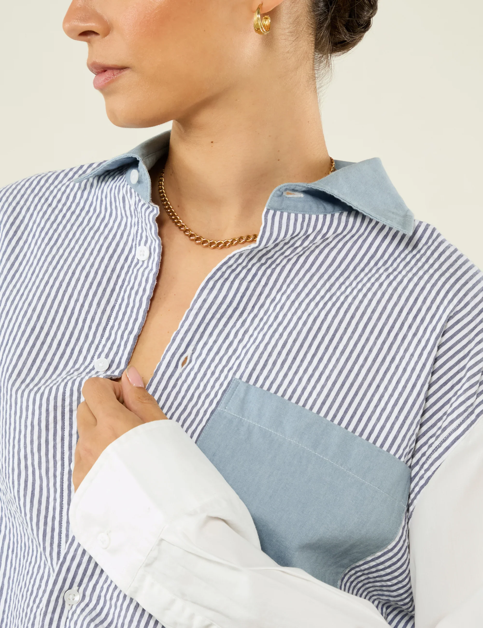 The Oversized: Chambray, Blue Patchwork - Image 5