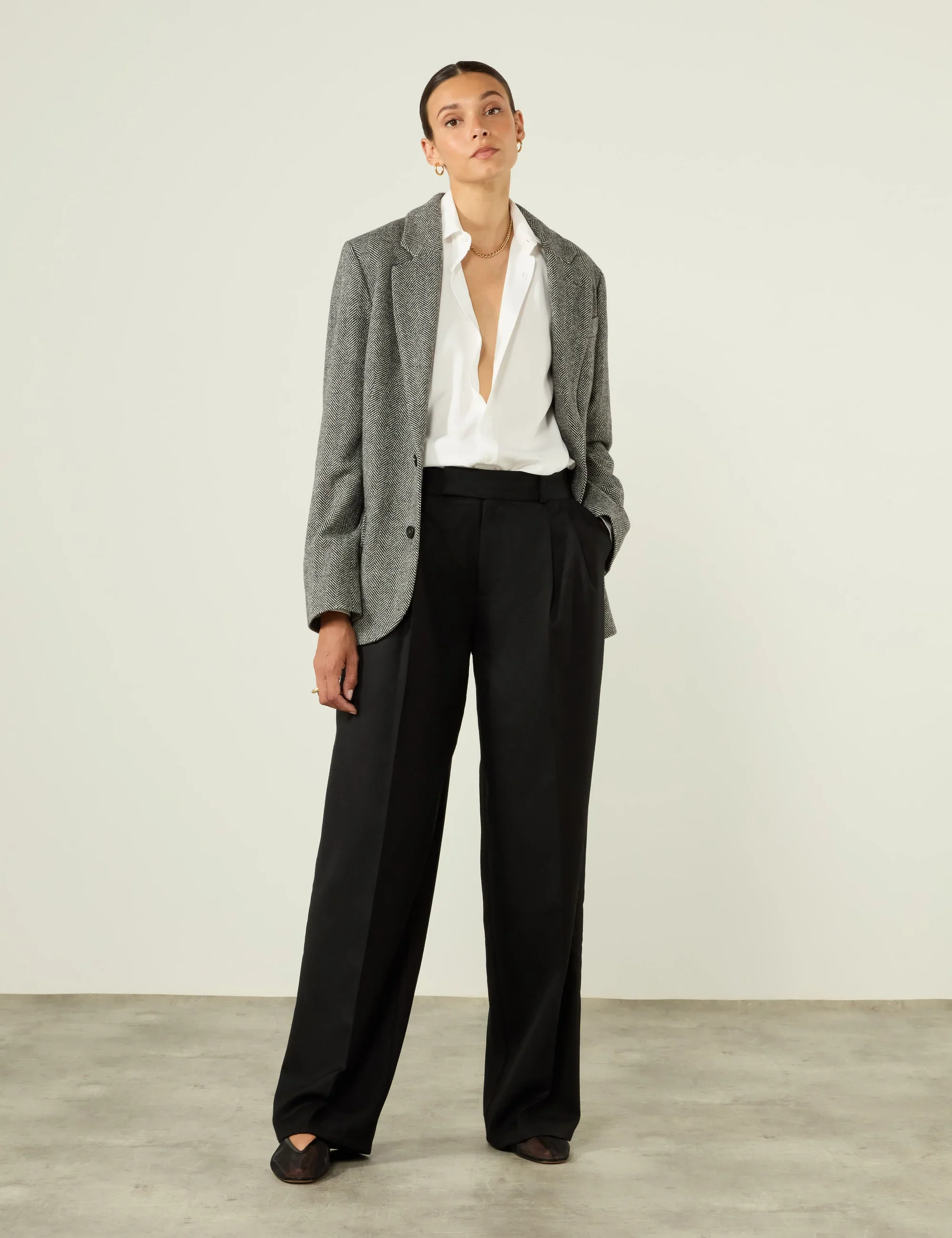 Hutton Blazer: Wool, Grey Herringbone - Image 5
