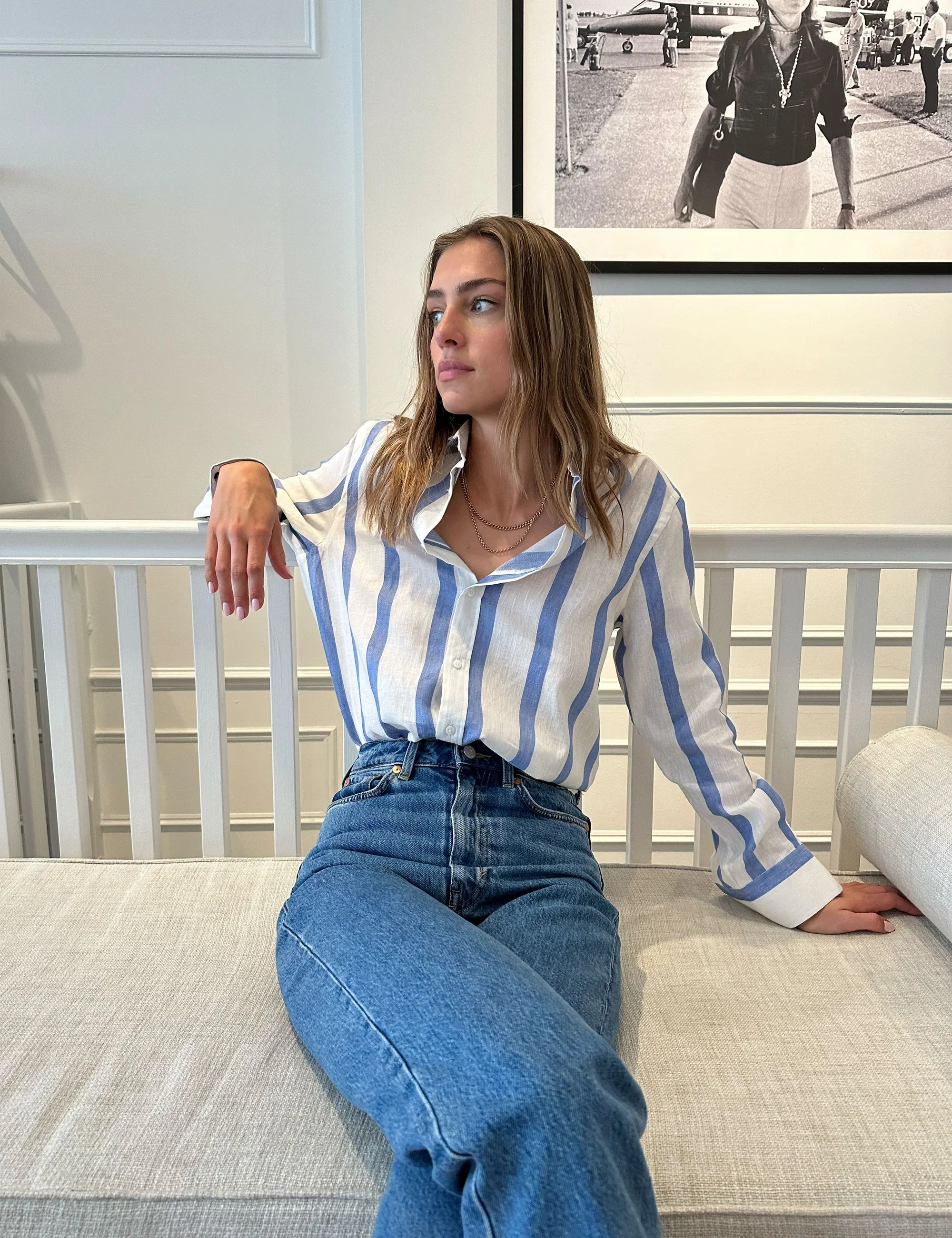 The Boyfriend: Weave, Ocean Blue Stripe - Image 6